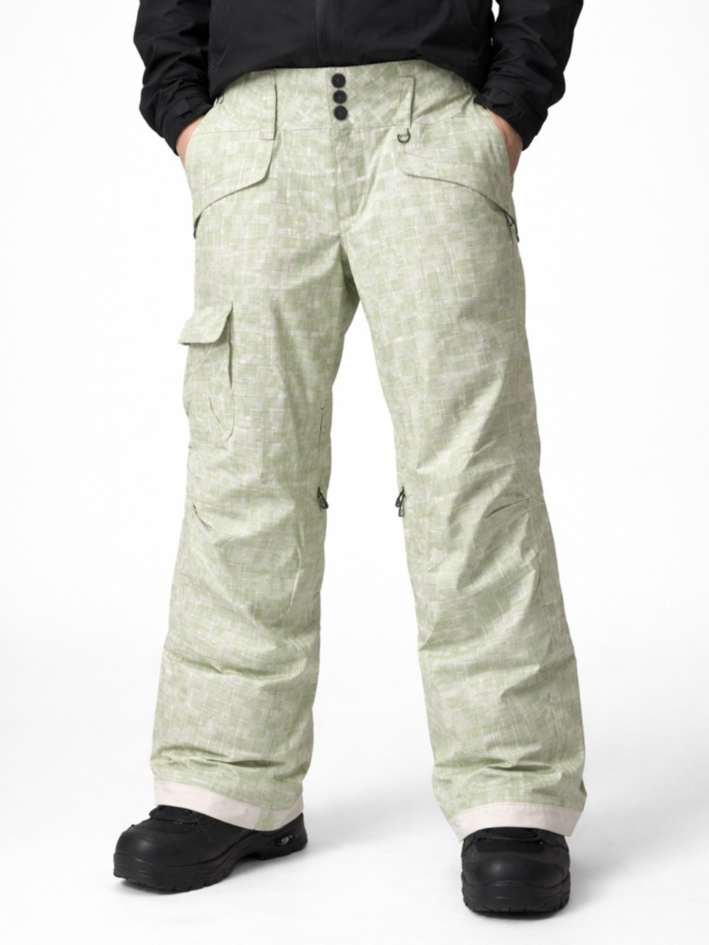 Patagonia Women's Insulated Snowbelle H2No Snowpants in a Green / White Plaid LG